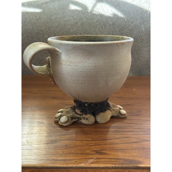 Vintage Handmade Signed Studio Art Pottery Anthropomorphic Feet Toe Mug - Picture 3 of 7